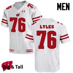 Men's Wisconsin Badgers NCAA #76 Kayden Lyles White Authentic Under Armour Big & Tall Stitched College Football Jersey AT31B53WS